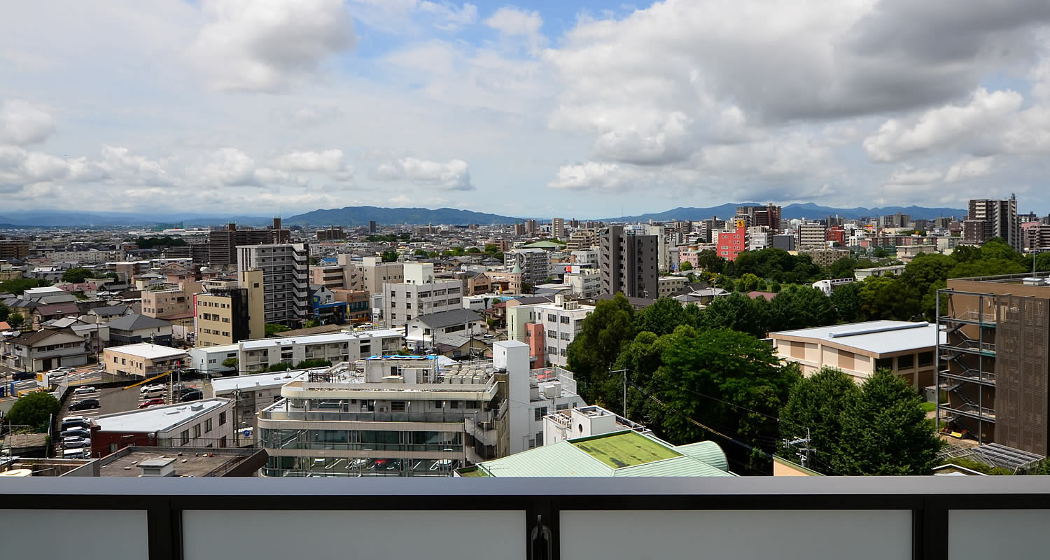 熊本市中央区マンション・プレミスト大江本町11階のベランダ