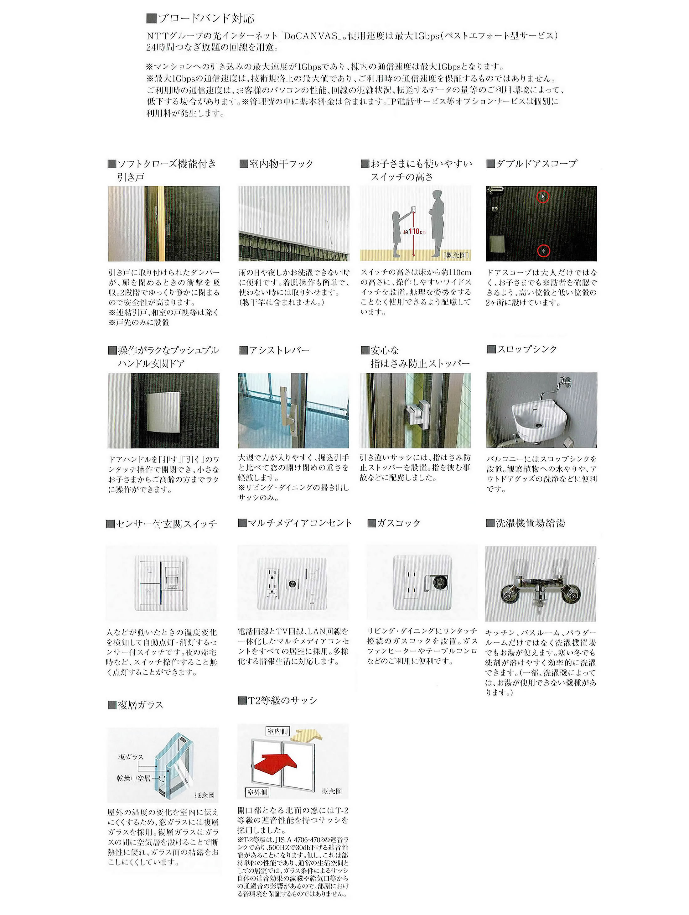 プレミスト大江本町分譲販売パンフレットの設備仕様